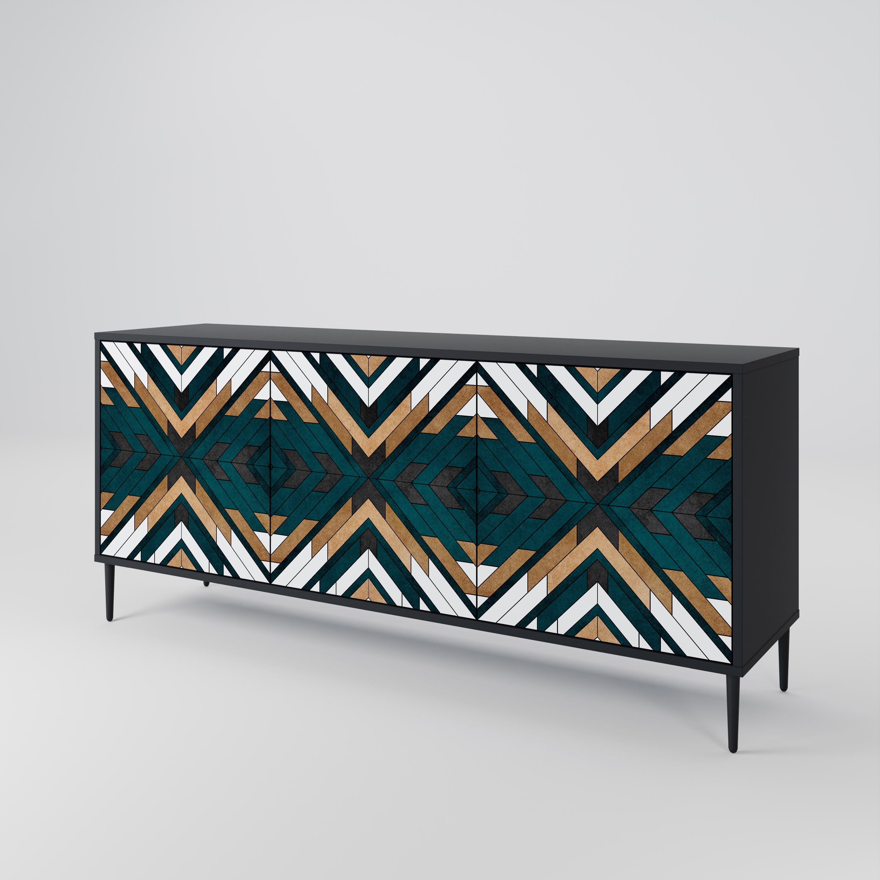 ARTISTIC GEOMETRY 3-türiges Sideboard in Schwarz