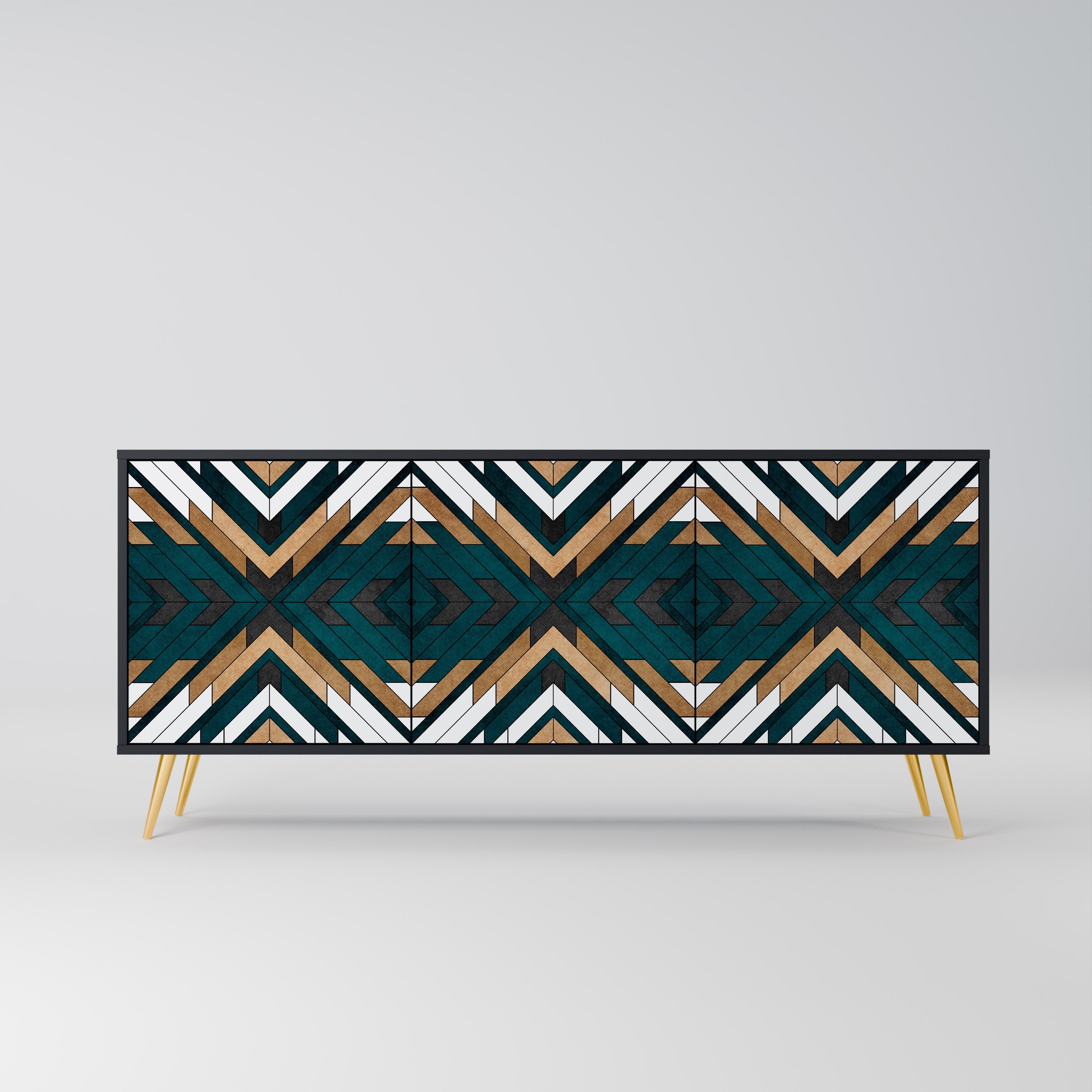 ARTISTIC GEOMETRY 3-türiges Sideboard in Schwarz