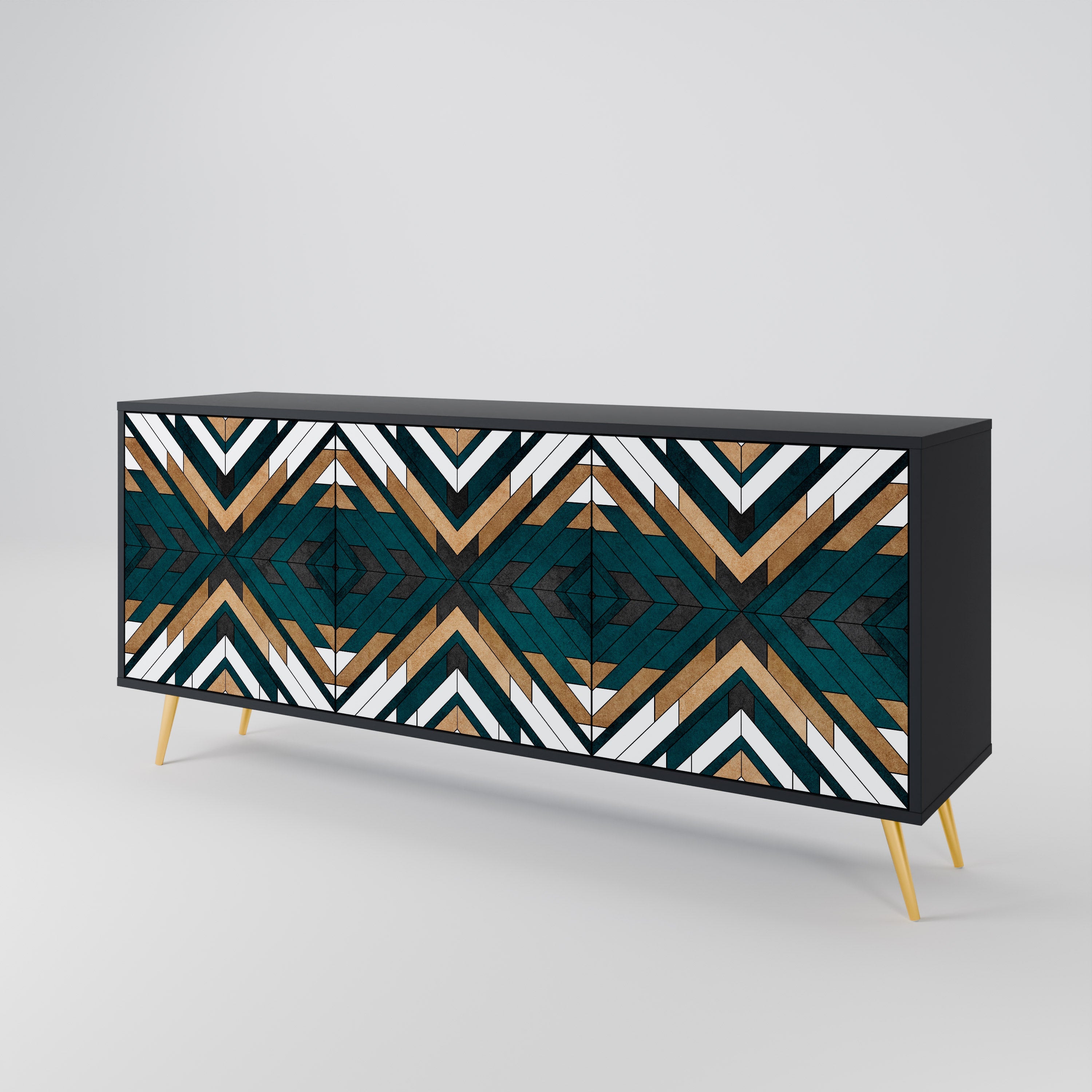 ARTISTIC GEOMETRY 3-türiges Sideboard in Schwarz