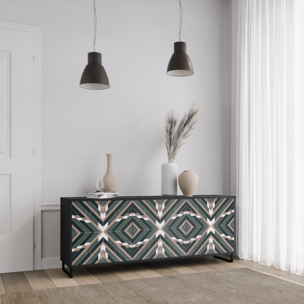 DIMENSION DELIGHTS 3-Door Sideboard in Black Finish