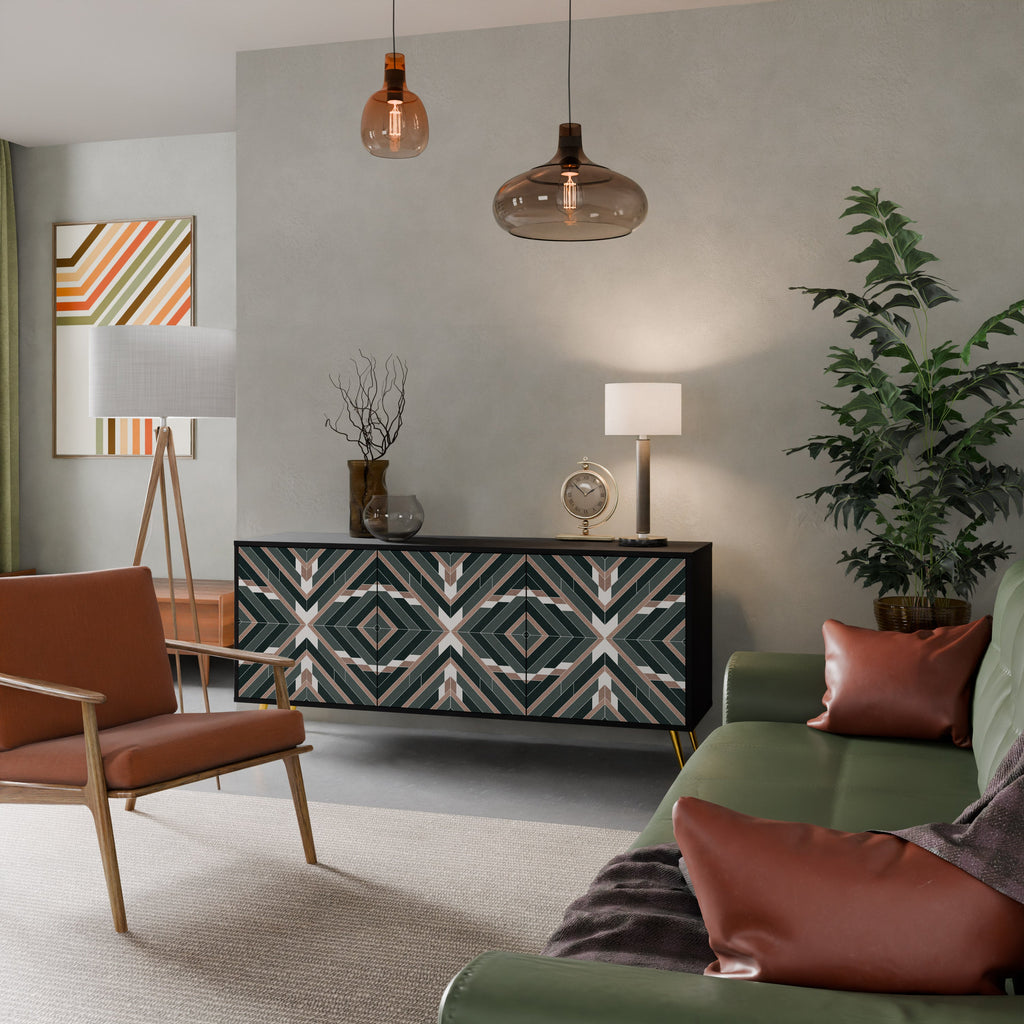 DIMENSION DELIGHTS 3-Door Sideboard in Black Finish