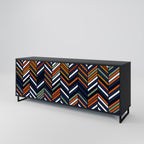 VIBRANT PATCHWORK 3-Door Sideboard in Black Finish