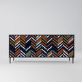 VIBRANT PATCHWORK 3-Door Sideboard in Black Finish