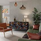 VIBRANT PATCHWORK 3-Door Sideboard in Black Finish