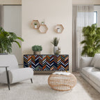 VIBRANT PATCHWORK 3-Door Sideboard in Black Finish