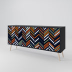 VIBRANT PATCHWORK 3-Door Sideboard in Black Finish
