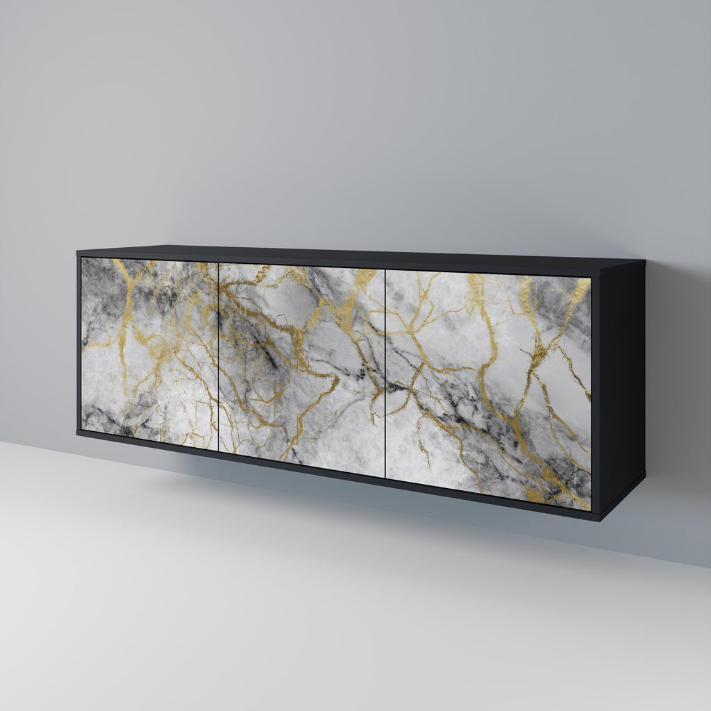 TIMELESS GLIDE 3-Door Sideboard in Black Finish