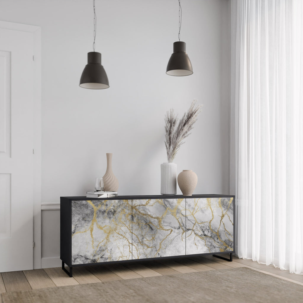 TIMELESS GLIDE 3-Door Sideboard in Black Finish