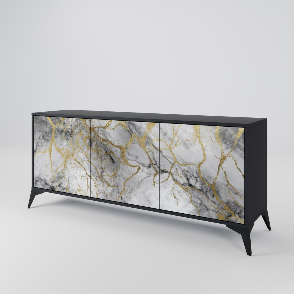 TIMELESS GLIDE 3-Door Sideboard in Black Finish