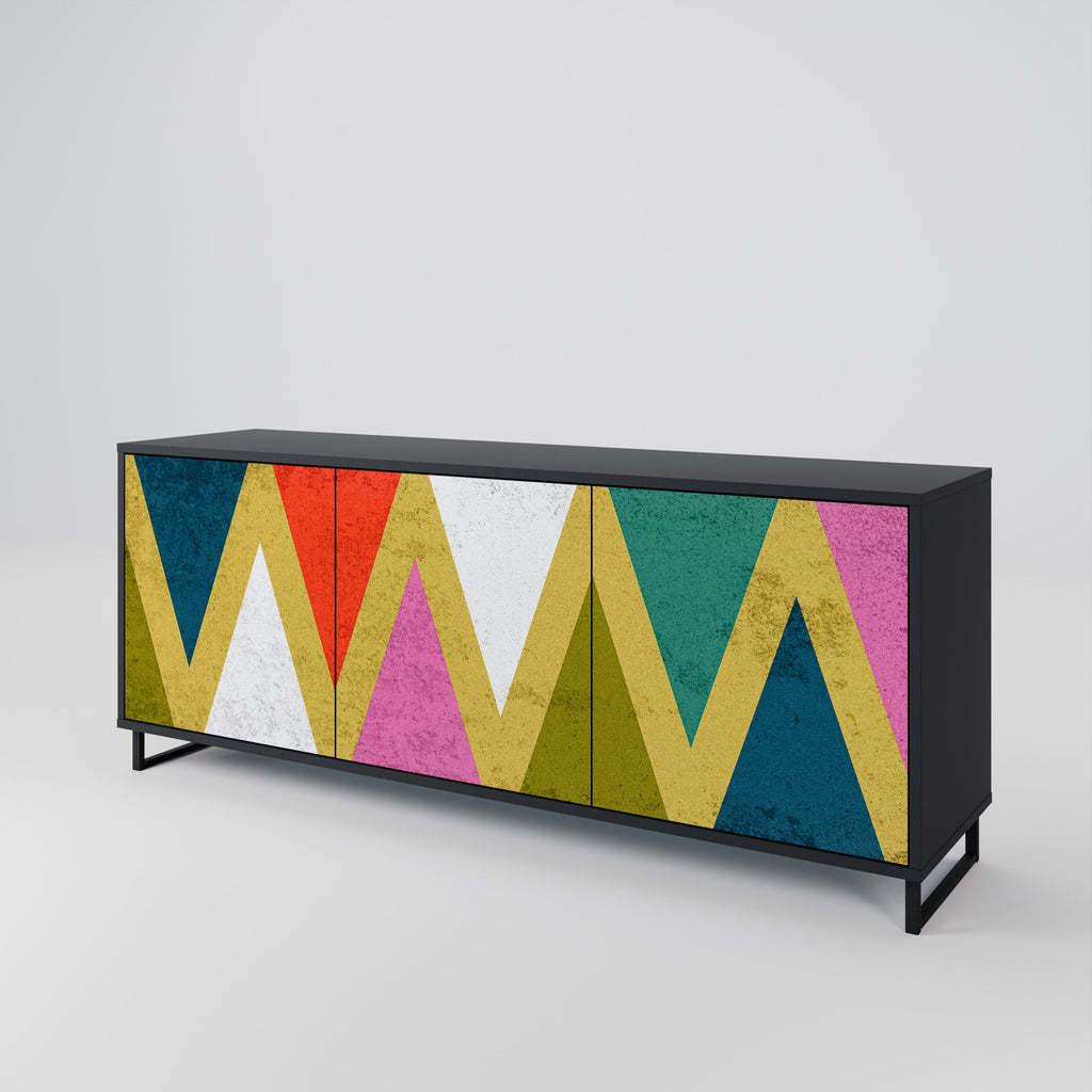 COLORFUL TRIANGLES Sideboard mit 3 Türen in Schwarz