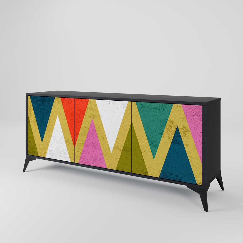 COLORFUL TRIANGLES Sideboard mit 3 Türen in Schwarz