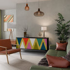 COLORFUL TRIANGLES Sideboard mit 3 Türen in Schwarz