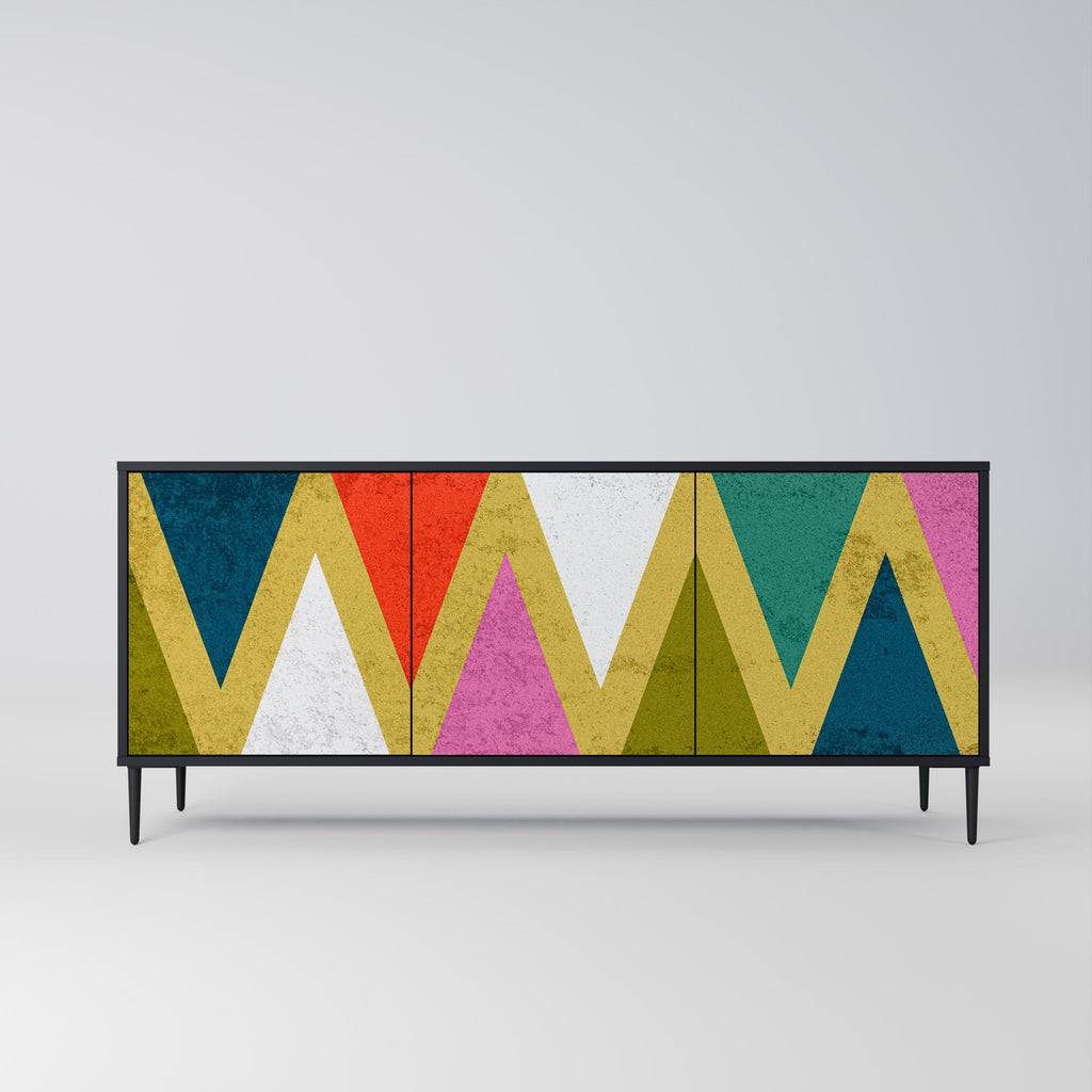 COLORFUL TRIANGLES Sideboard mit 3 Türen in Schwarz