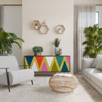 COLORFUL TRIANGLES Sideboard mit 3 Türen in Schwarz