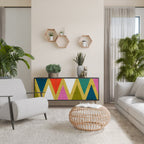 COLORFUL TRIANGLES Sideboard mit 3 Türen in Schwarz