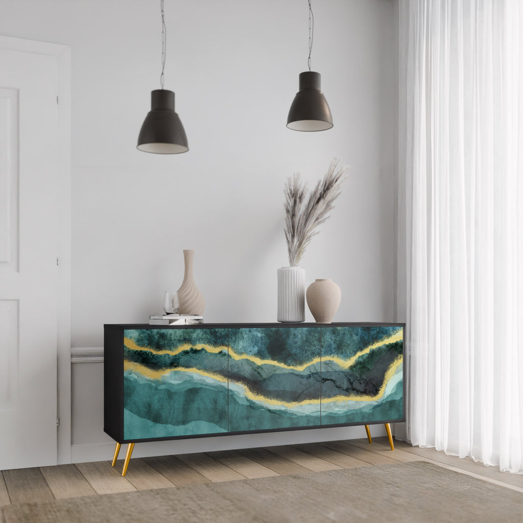 GOLDRUSH ODYSSEY 3-Door Sideboard in Black Finish