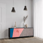 GLAMOROUS STRIPE 3-Door Sideboard in Black Finish