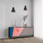 GLAMOROUS STRIPE 3-Door Sideboard in Black Finish