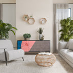 GLAMOROUS STRIPE 3-Door Sideboard in Black Finish