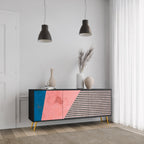 GLAMOROUS STRIPE 3-Door Sideboard in Black Finish