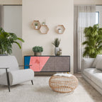 GLAMOROUS STRIPE 3-Door Sideboard in Black Finish