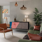 GLAMOROUS STRIPE 3-Door Sideboard in Black Finish