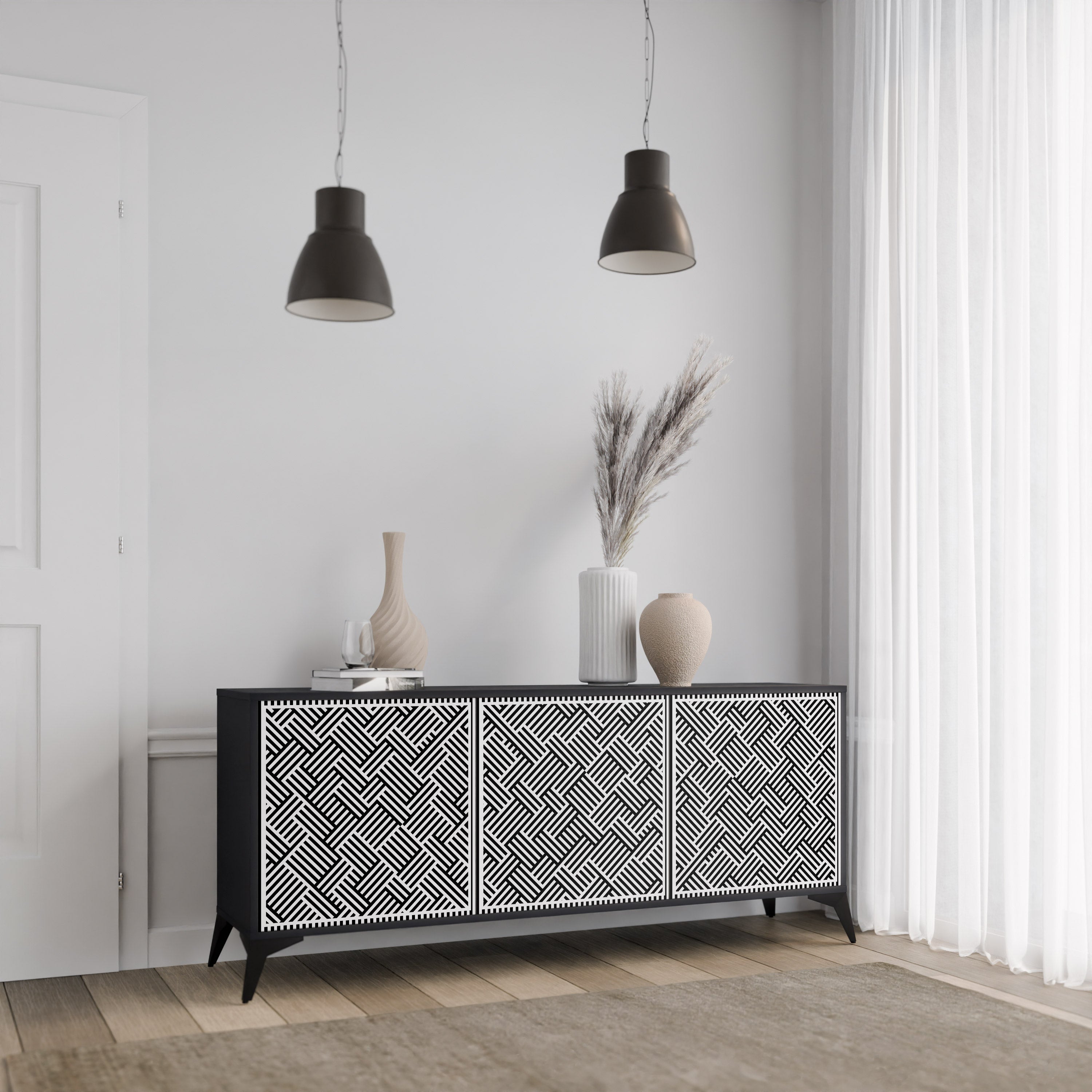 TEMPORARY SEQUENCE Sideboard mit 3 Türen in Schwarz