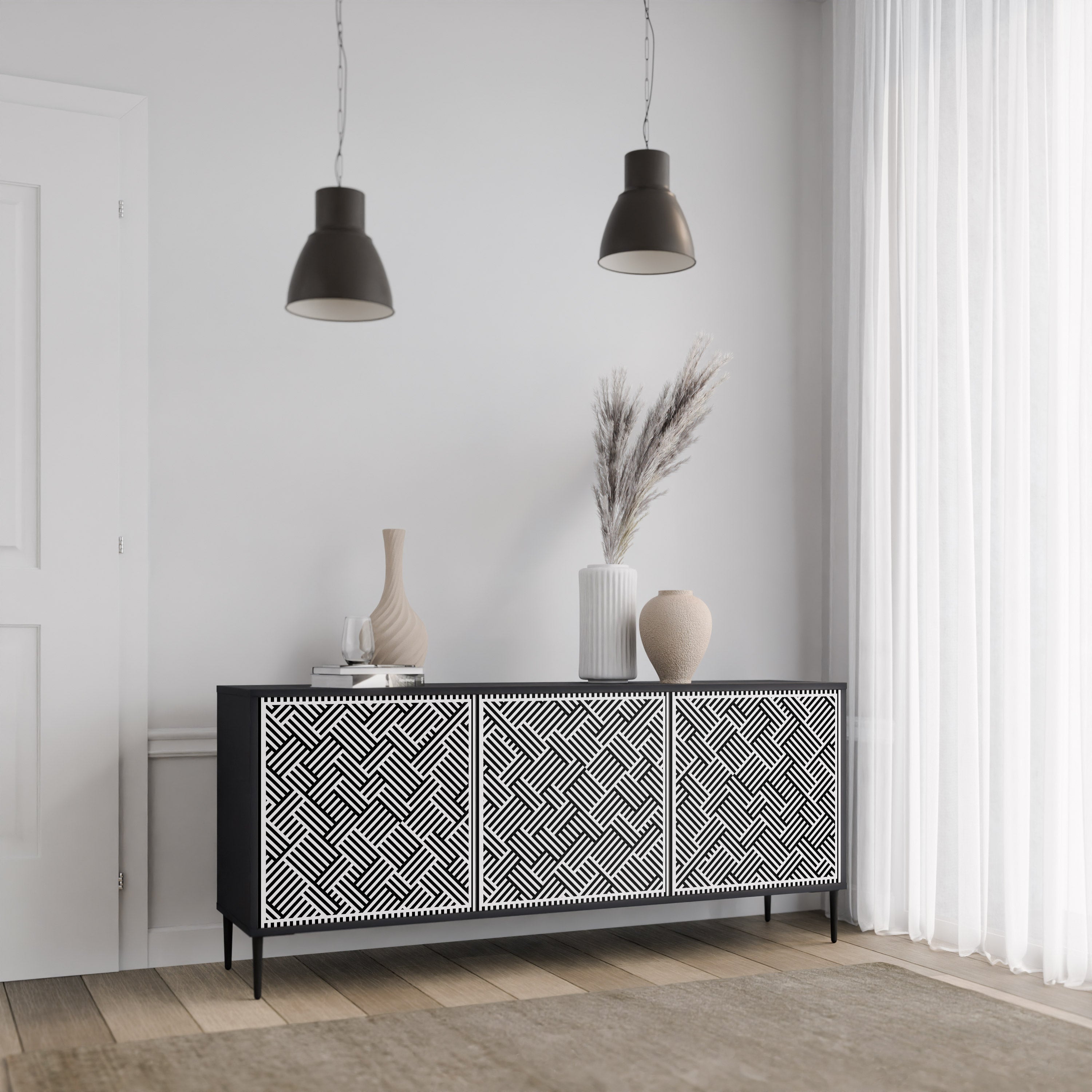 TEMPORARY SEQUENCE Sideboard mit 3 Türen in Schwarz