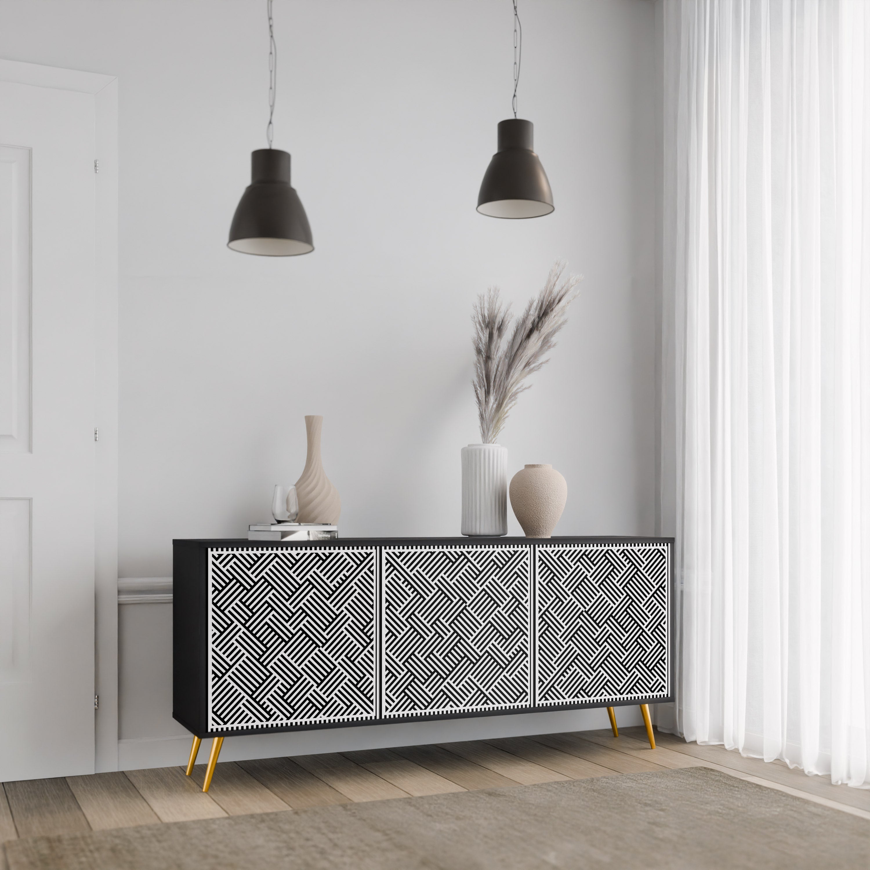 TEMPORARY SEQUENCE Sideboard mit 3 Türen in Schwarz