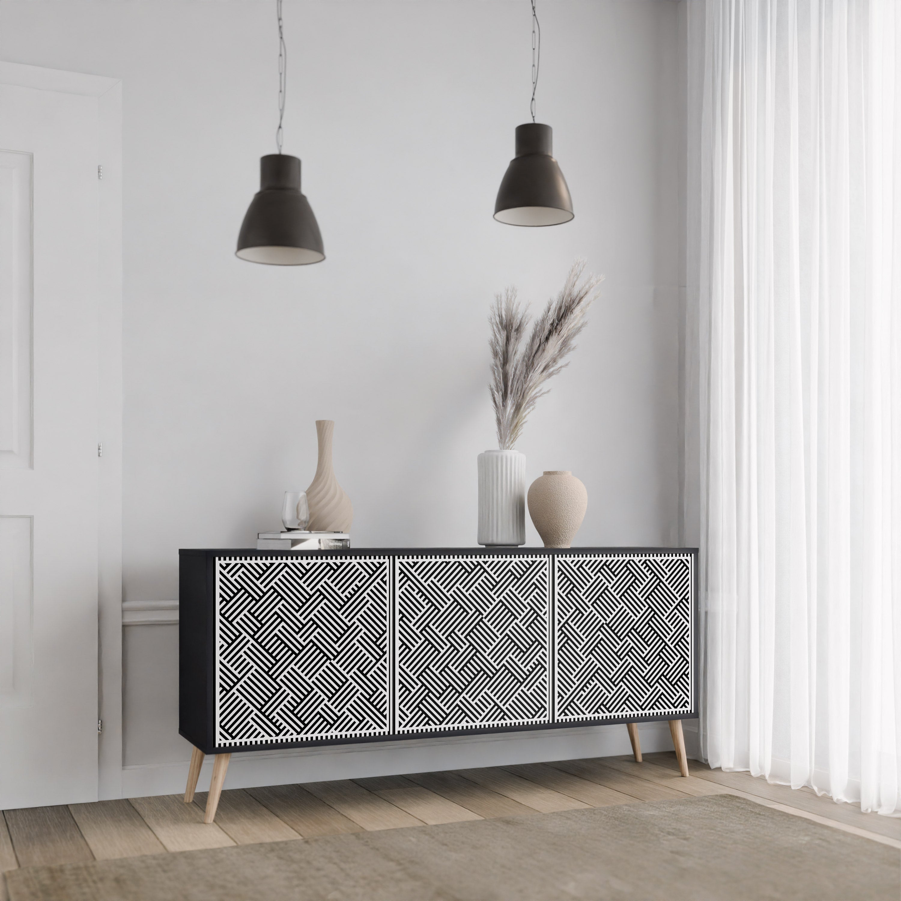 TEMPORARY SEQUENCE Sideboard mit 3 Türen in Schwarz