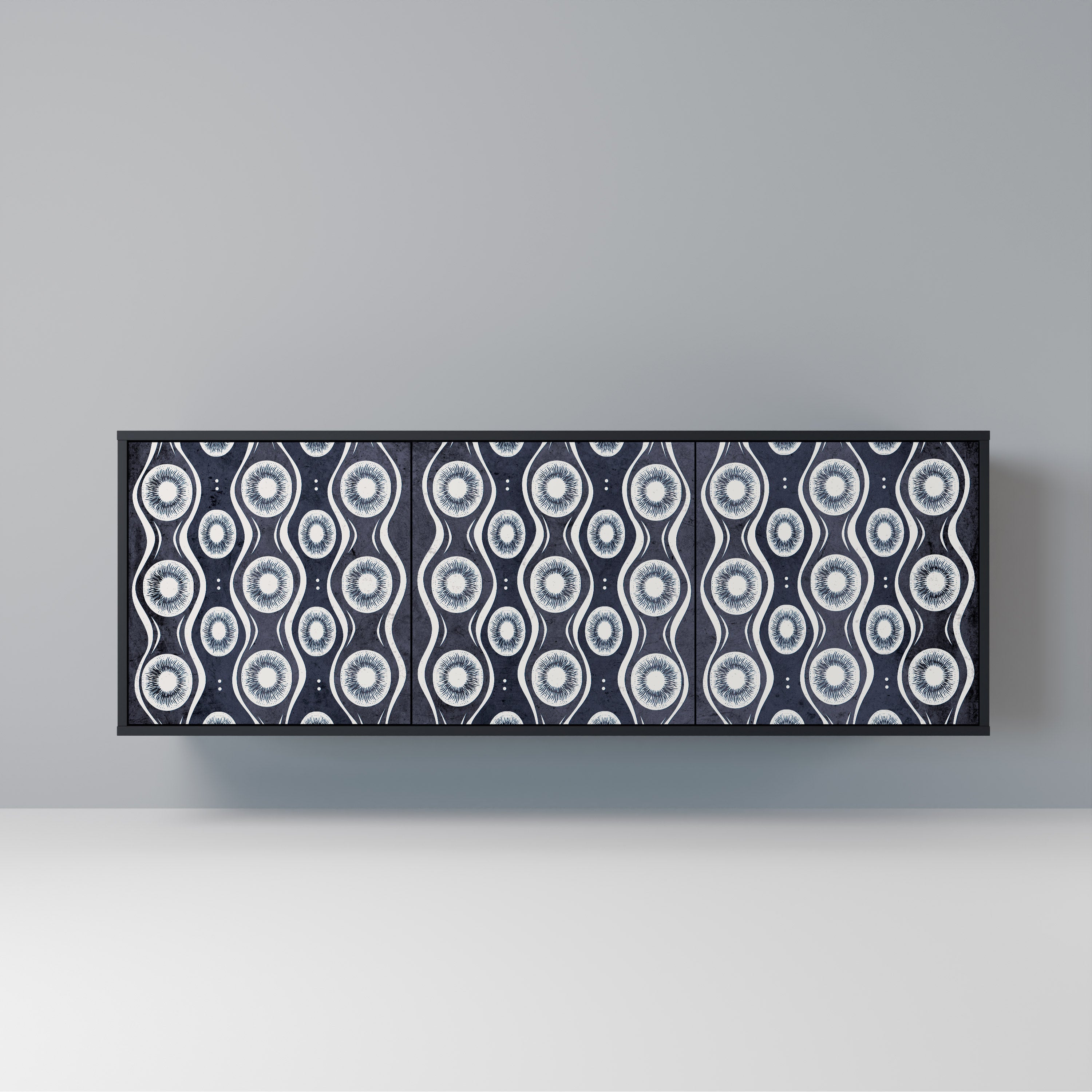 GRAPHITE EYES 3-türiges Sideboard in Schwarz