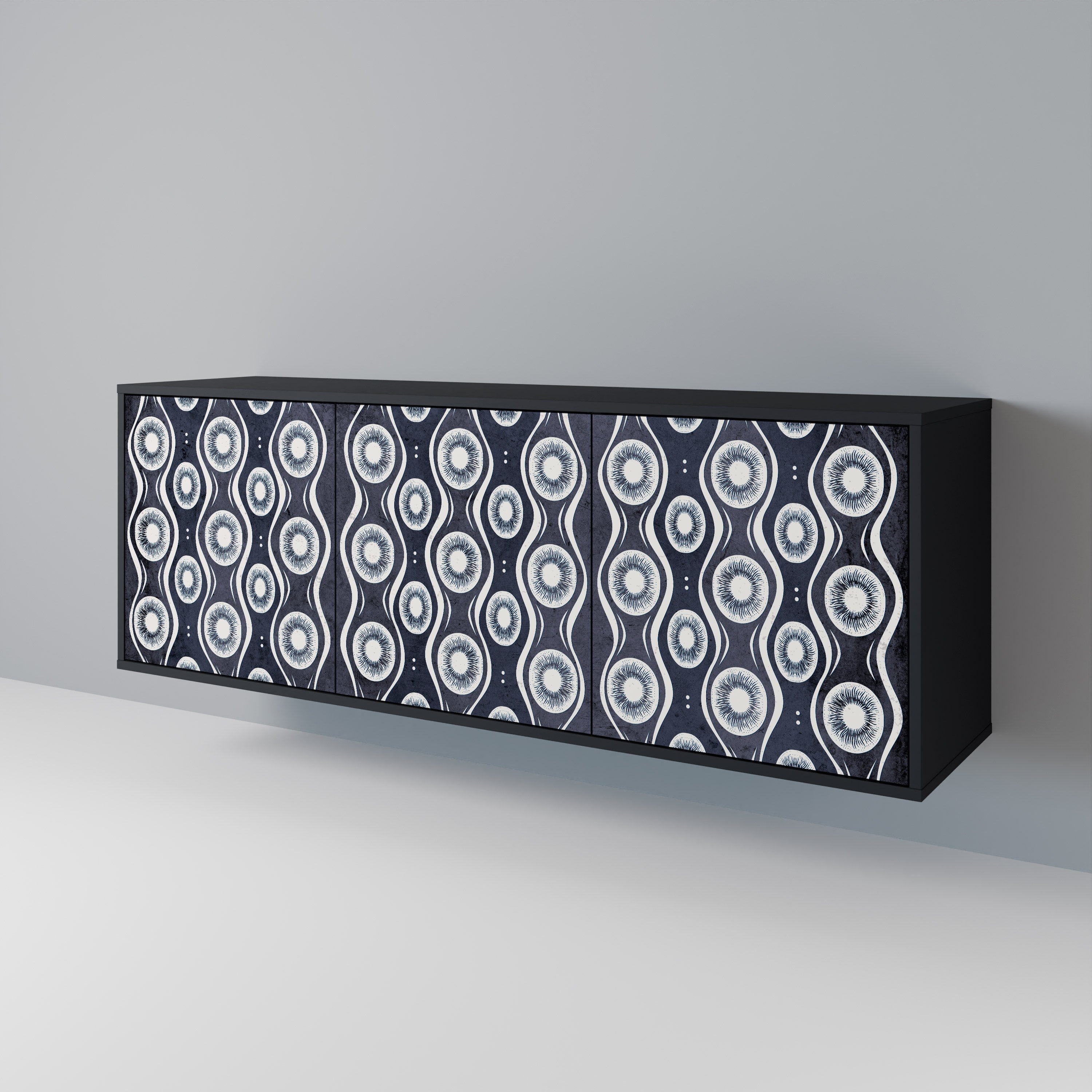 GRAPHITE EYES 3-türiges Sideboard in Schwarz