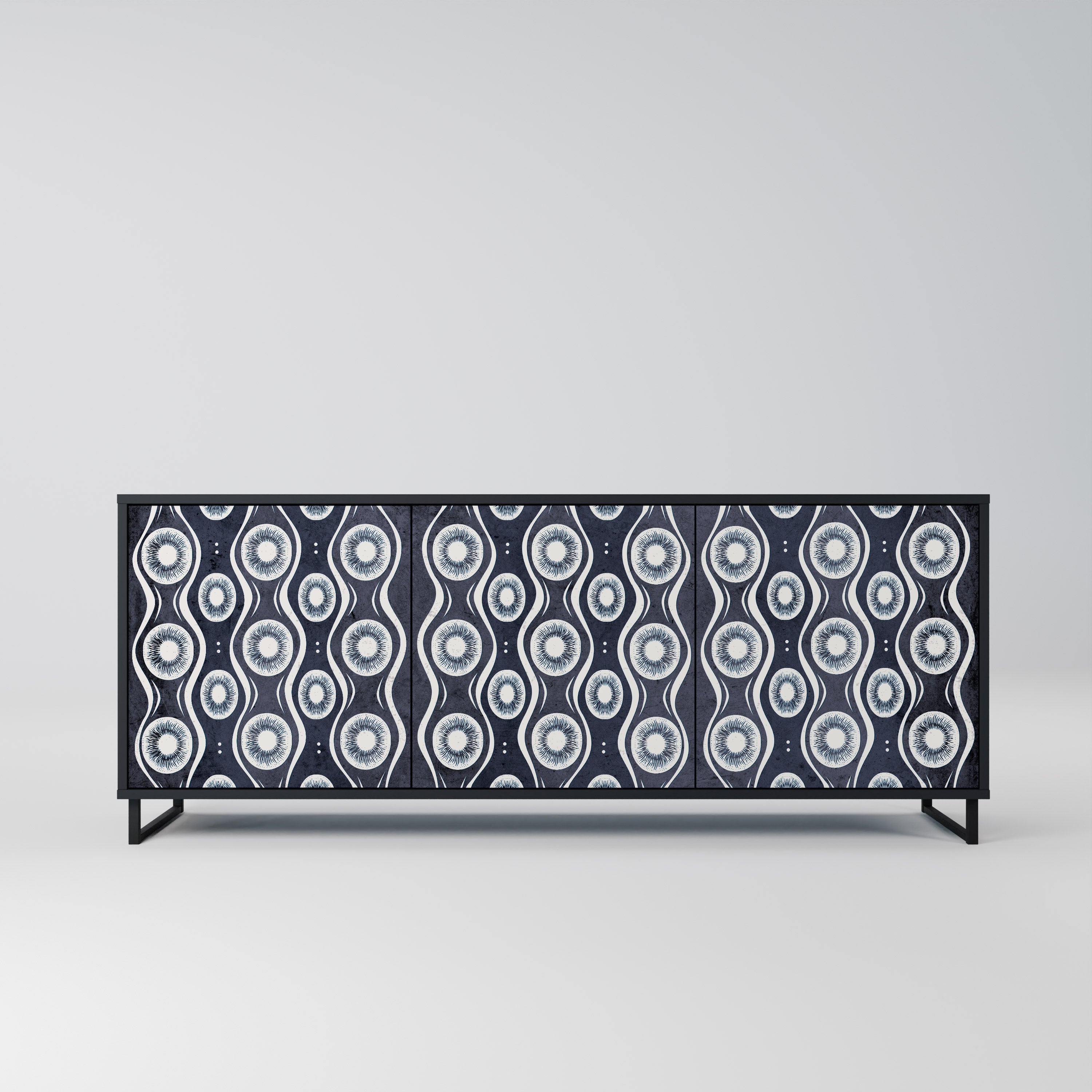 GRAPHITE EYES 3-türiges Sideboard in Schwarz