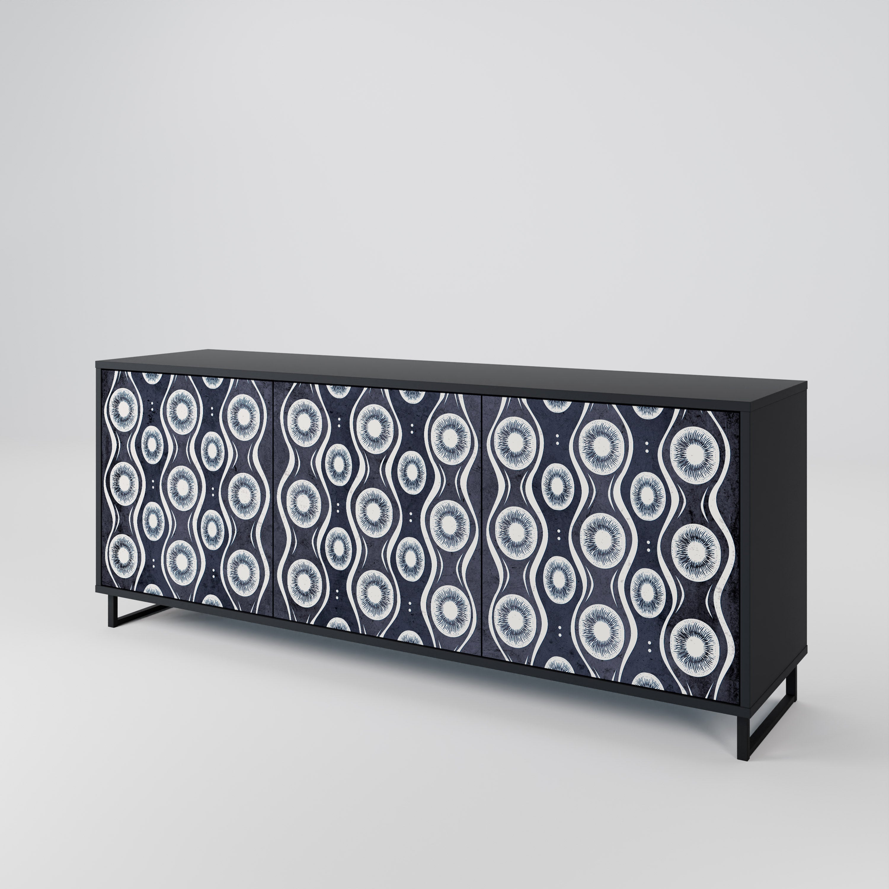 GRAPHITE EYES 3-türiges Sideboard in Schwarz