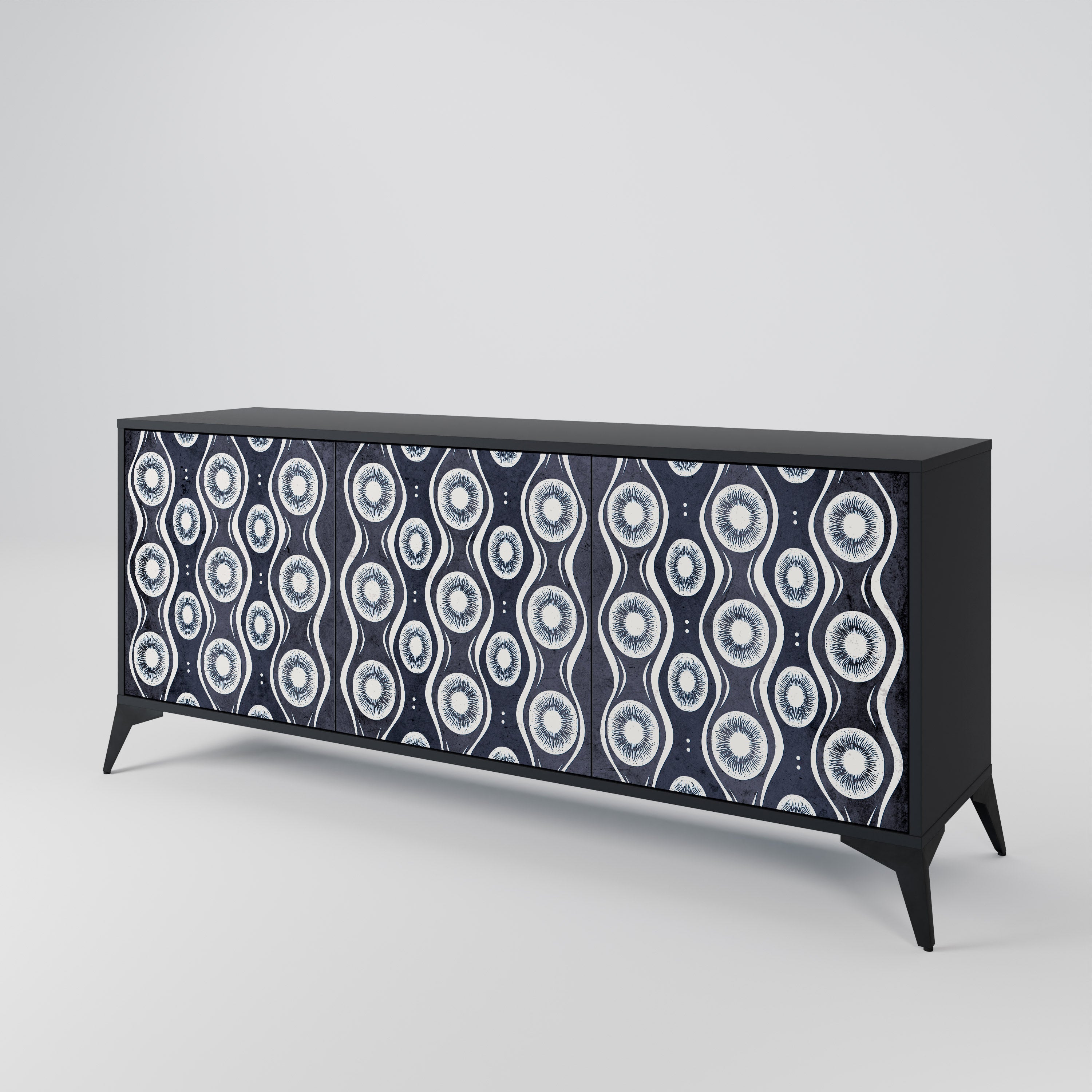 GRAPHITE EYES 3-türiges Sideboard in Schwarz