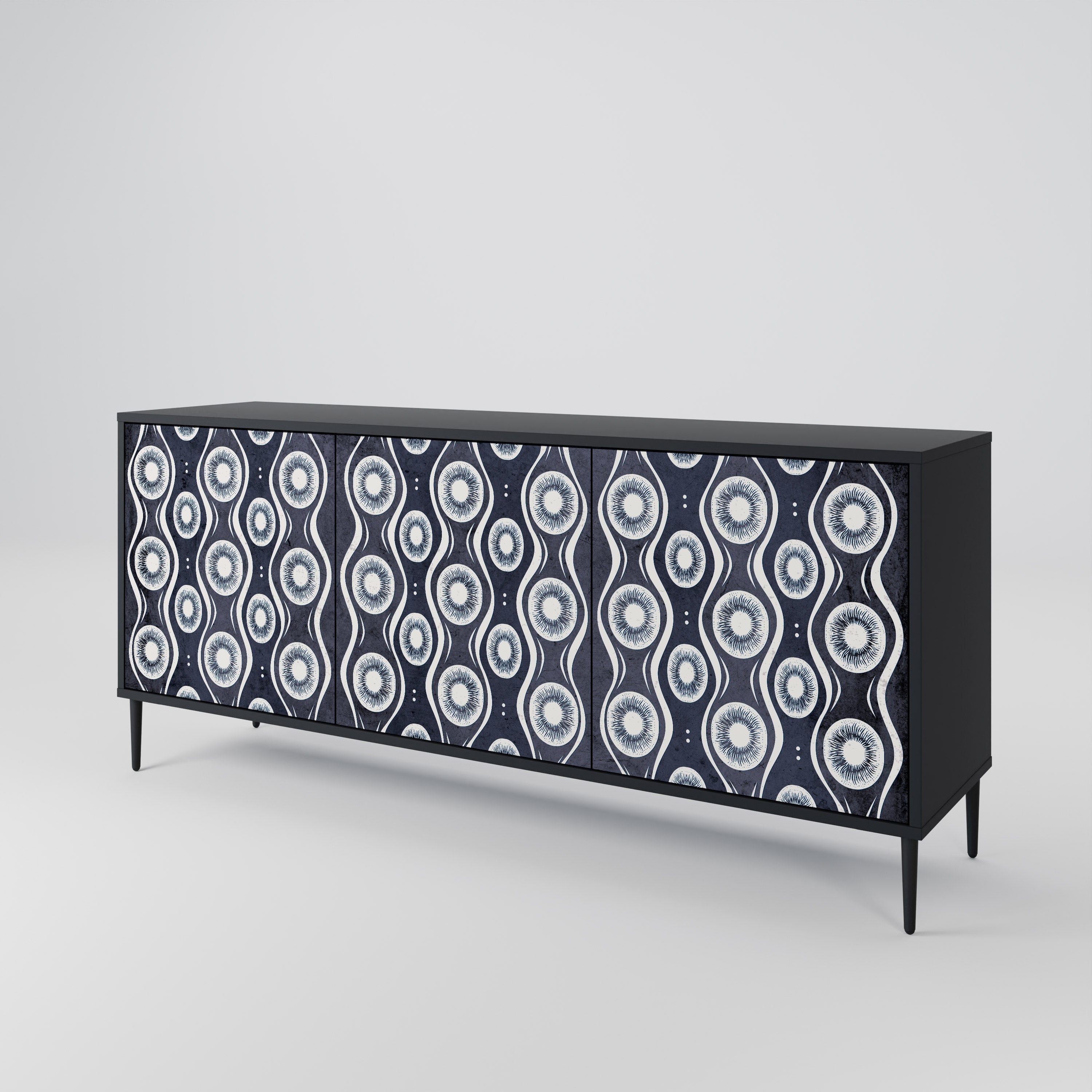 GRAPHITE EYES 3-türiges Sideboard in Schwarz
