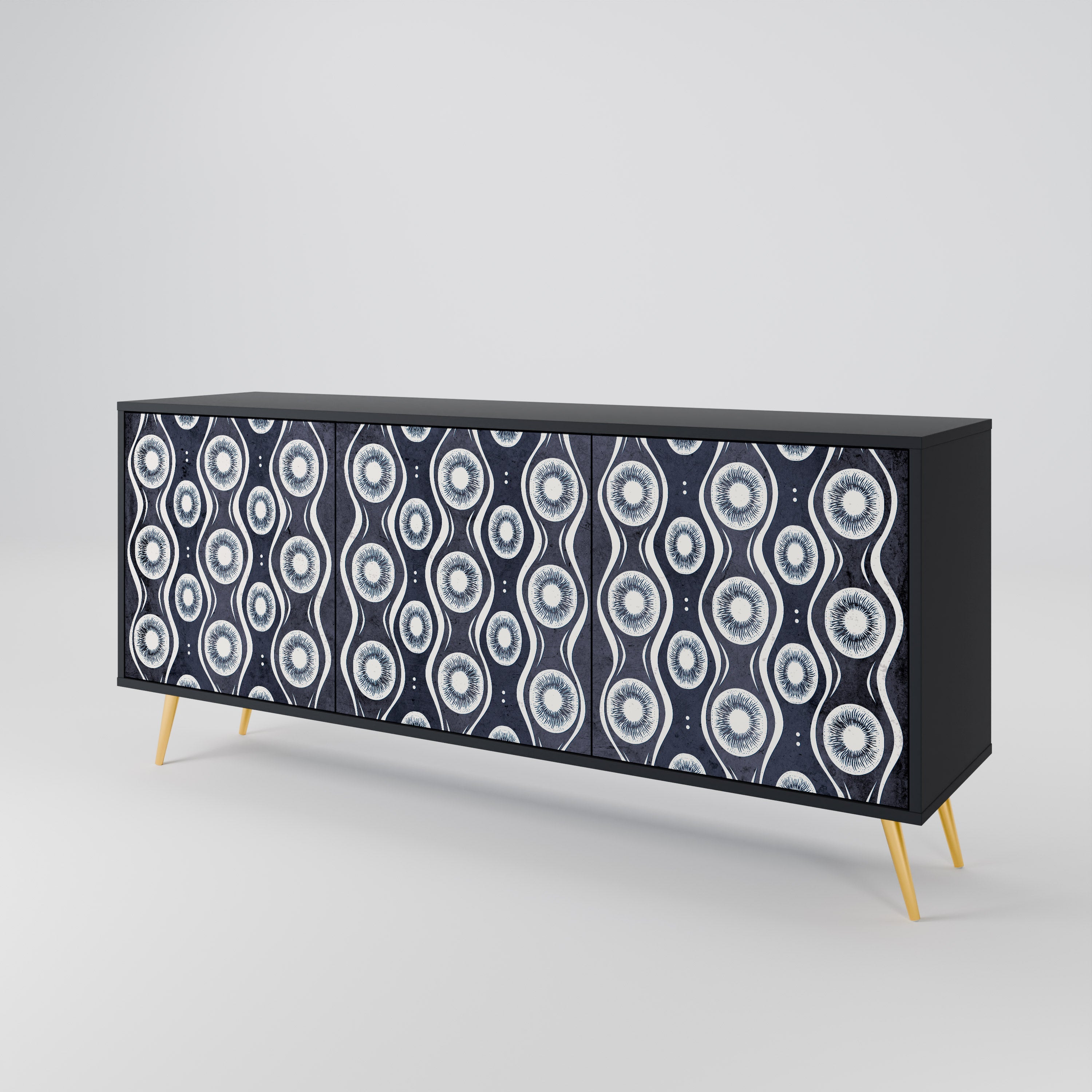GRAPHITE EYES 3-türiges Sideboard in Schwarz