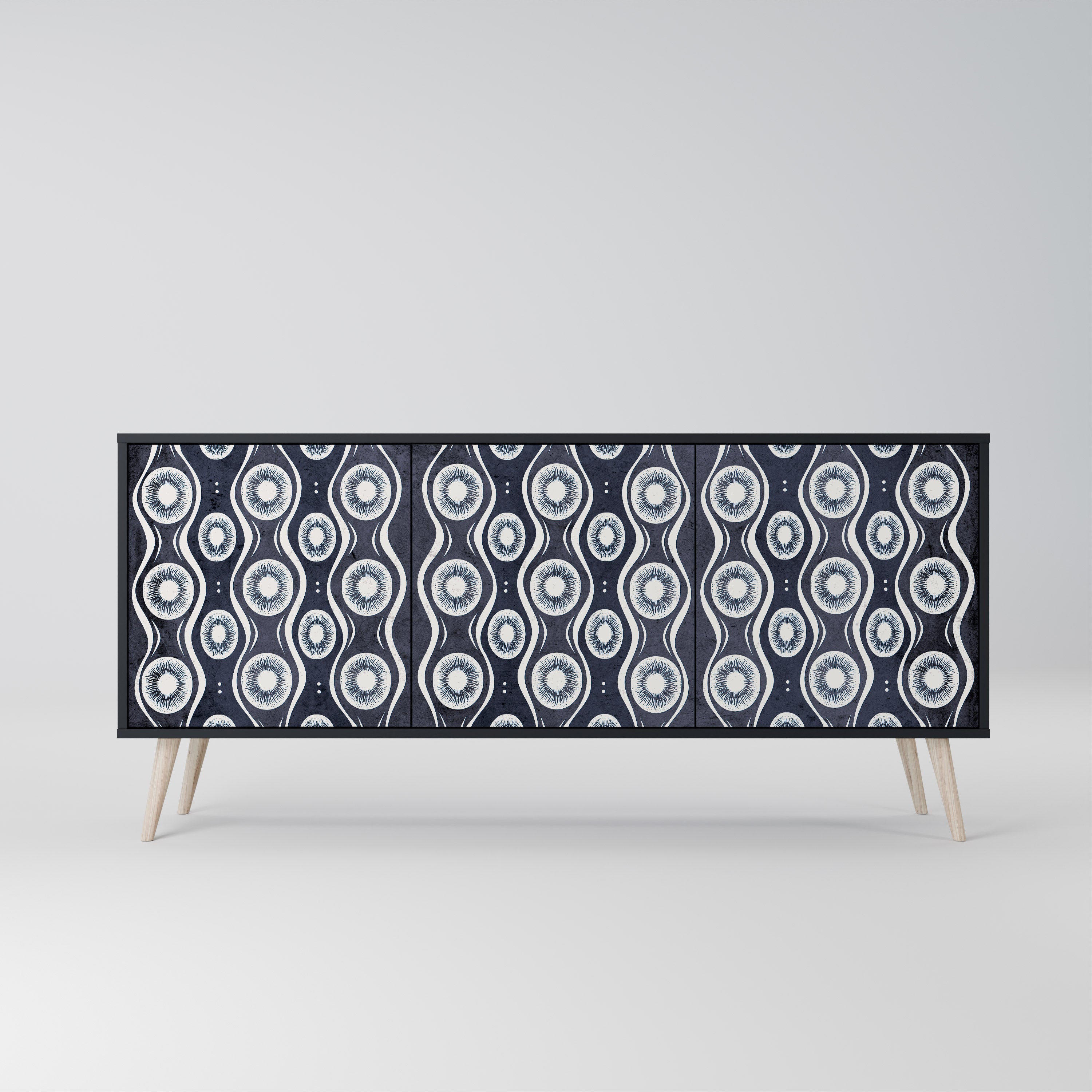 GRAPHITE EYES 3-türiges Sideboard in Schwarz