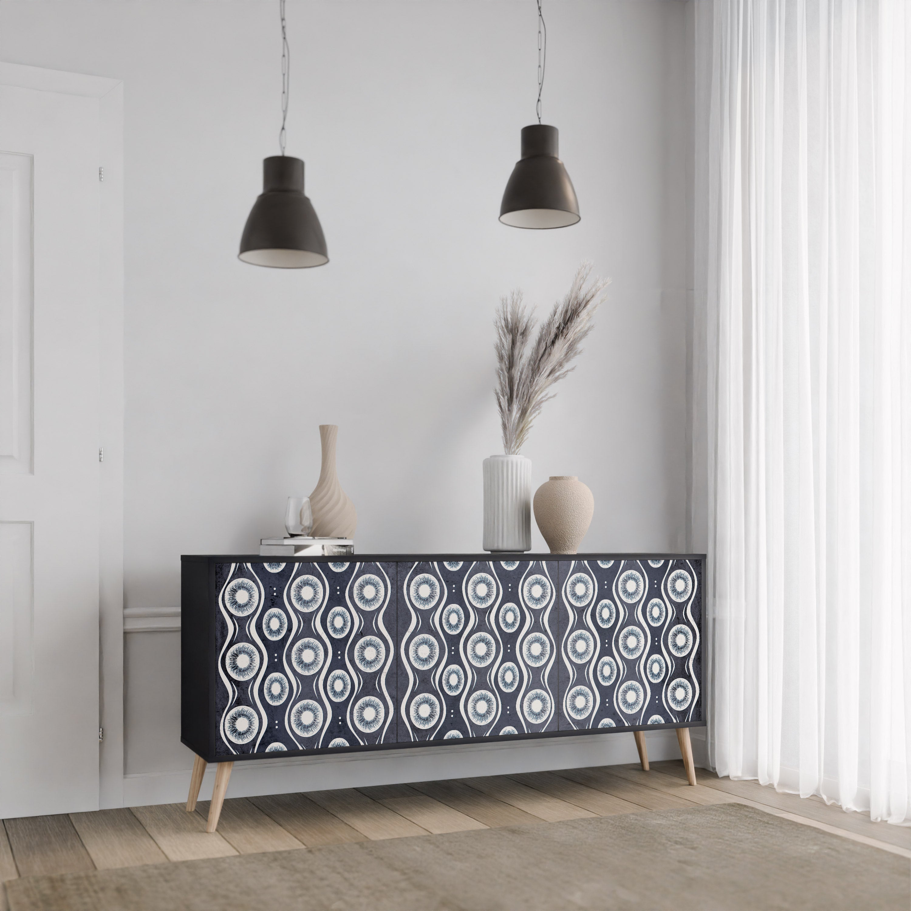 GRAPHITE EYES 3-türiges Sideboard in Schwarz