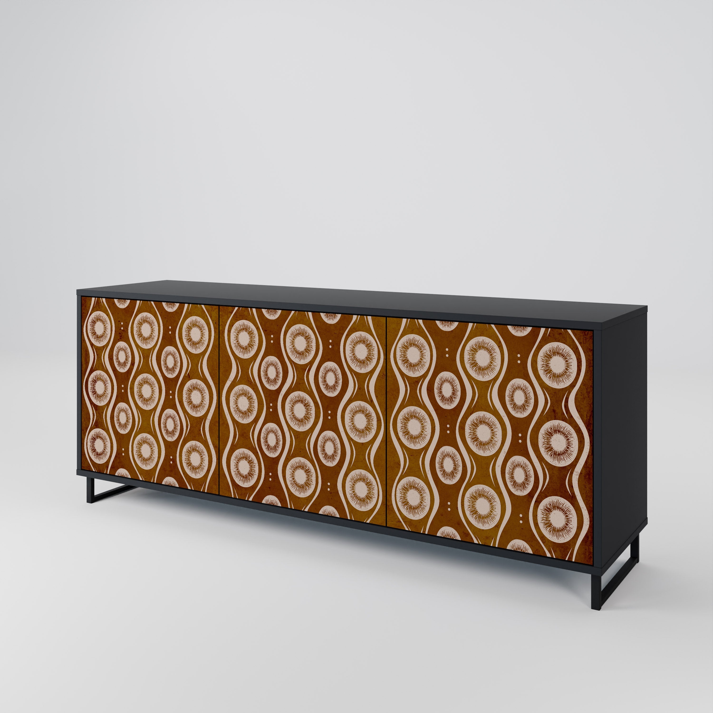 BROWN EYES 3-türiges Sideboard in Schwarz