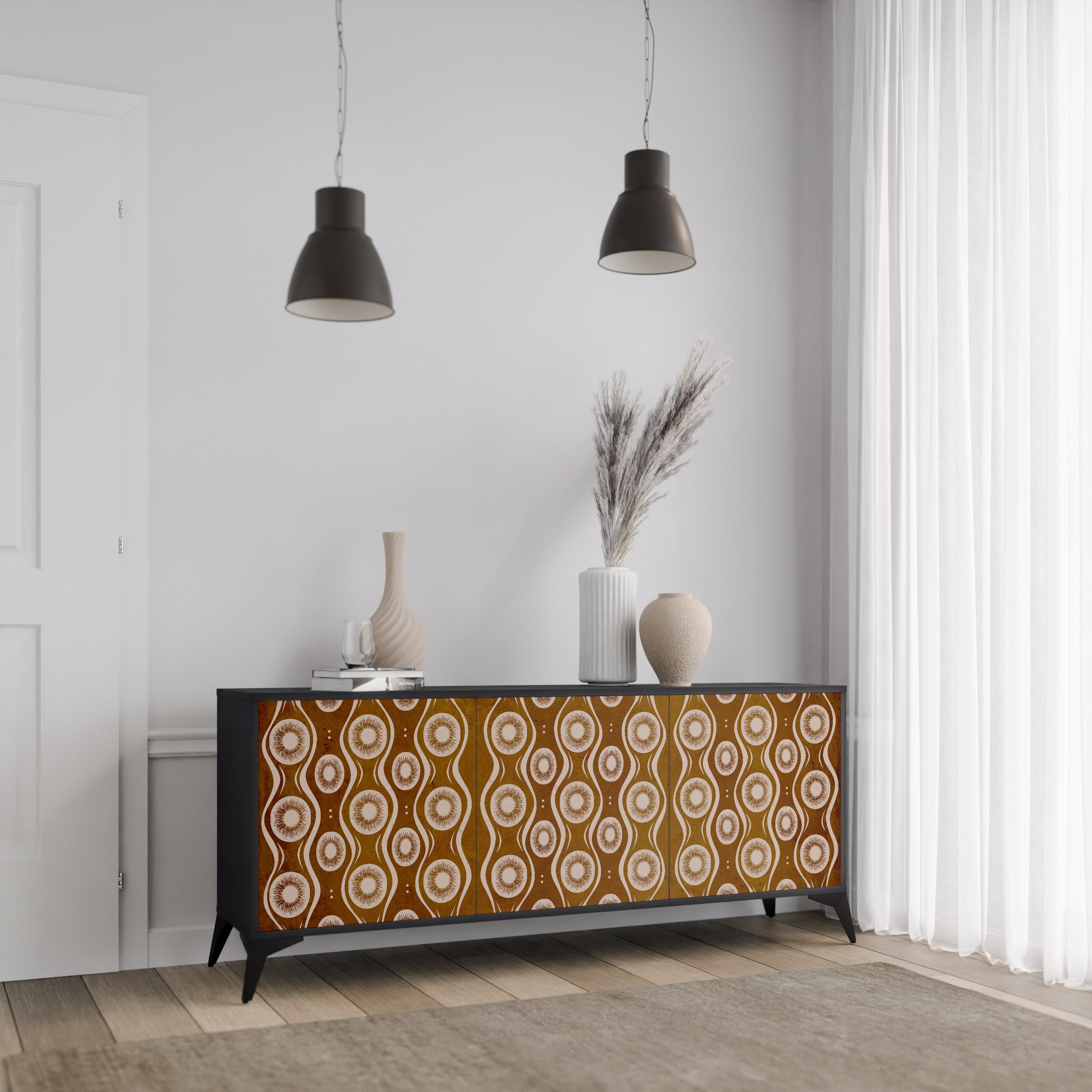 BROWN EYES 3-türiges Sideboard in Schwarz