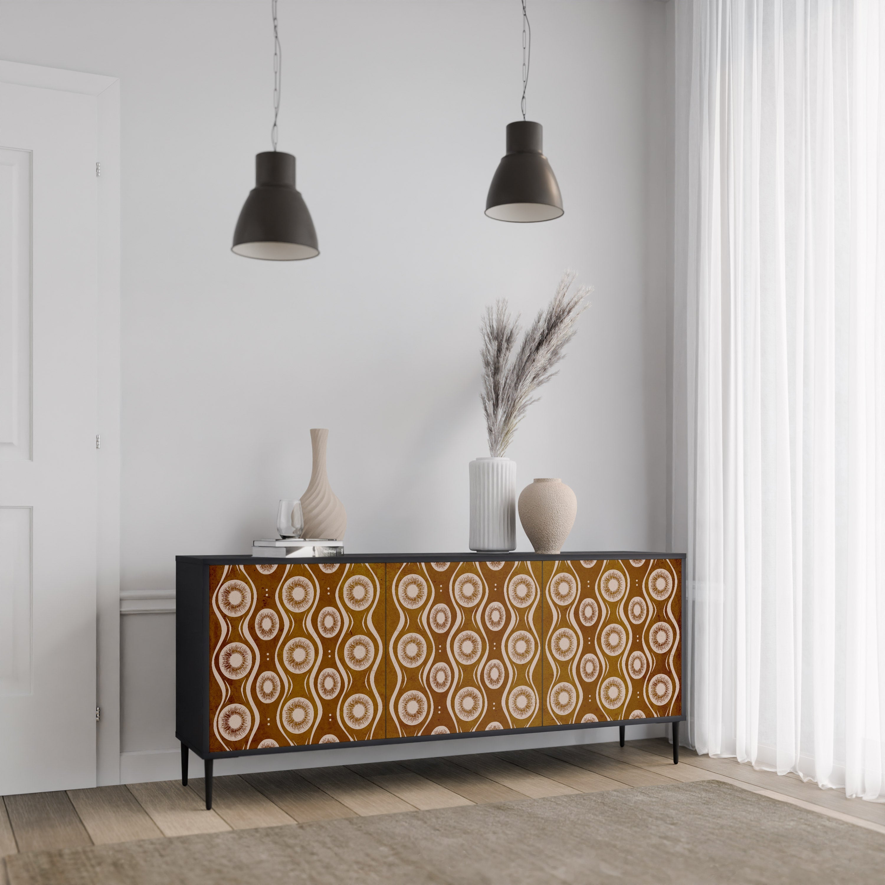 BROWN EYES 3-türiges Sideboard in Schwarz