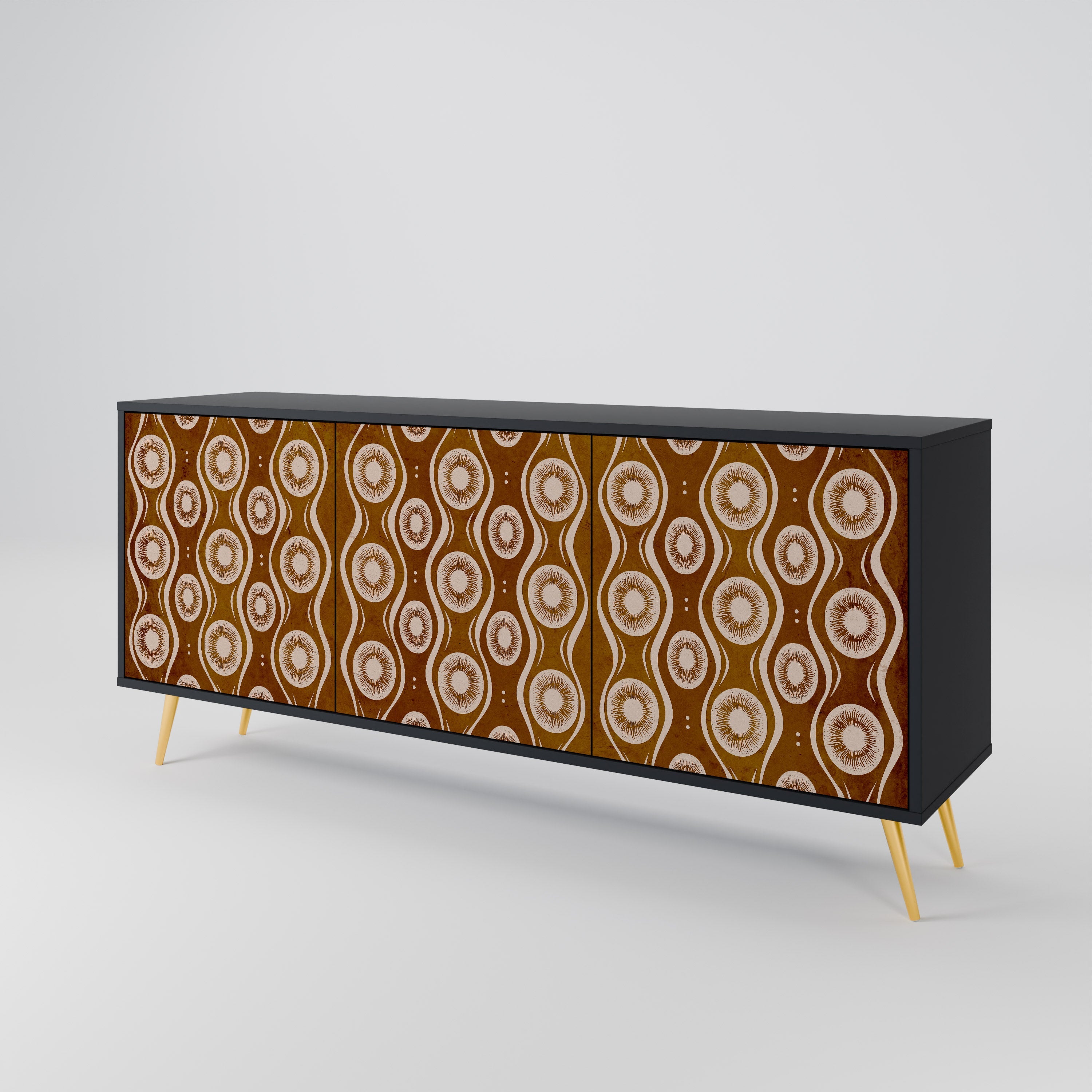 BROWN EYES 3-türiges Sideboard in Schwarz
