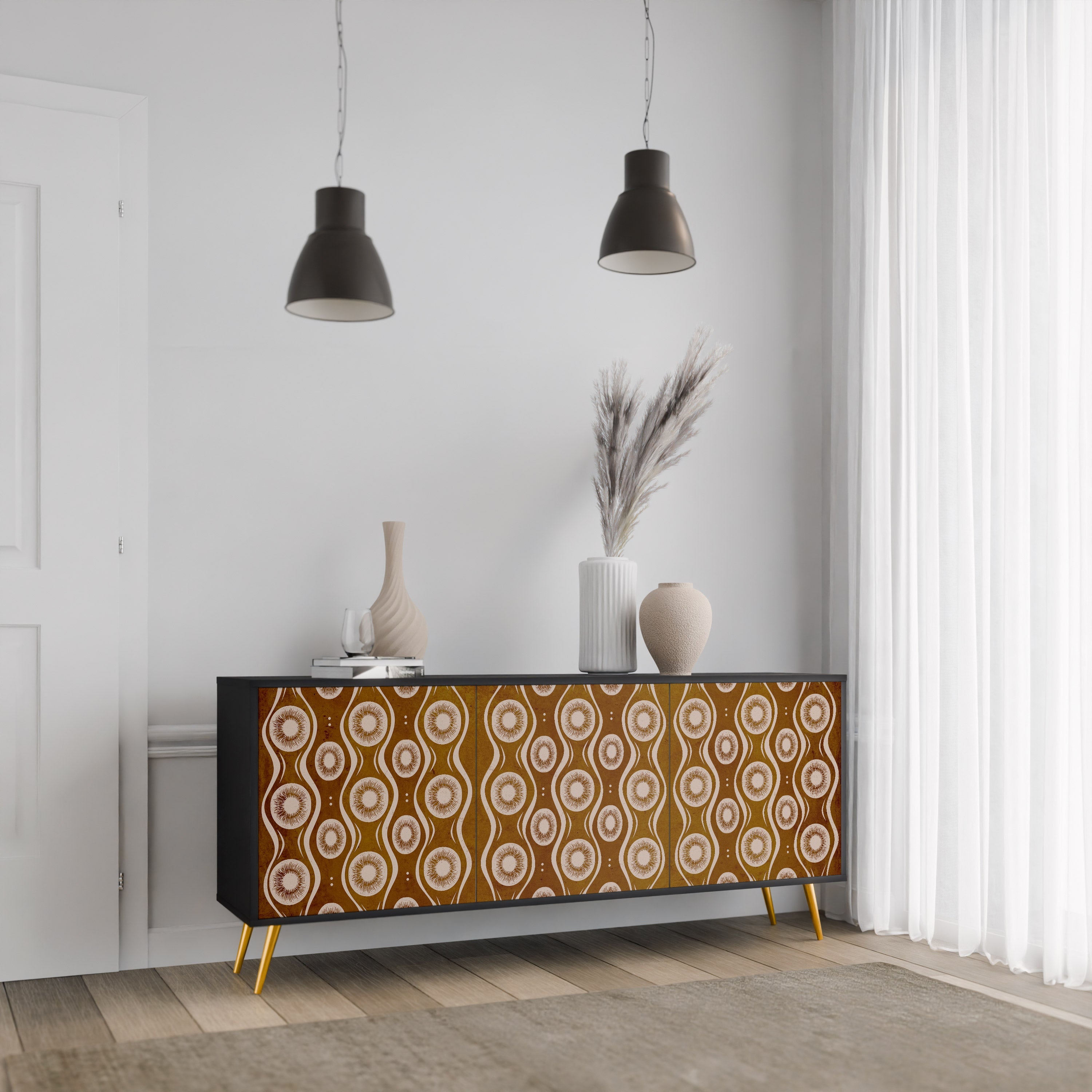 BROWN EYES 3-türiges Sideboard in Schwarz