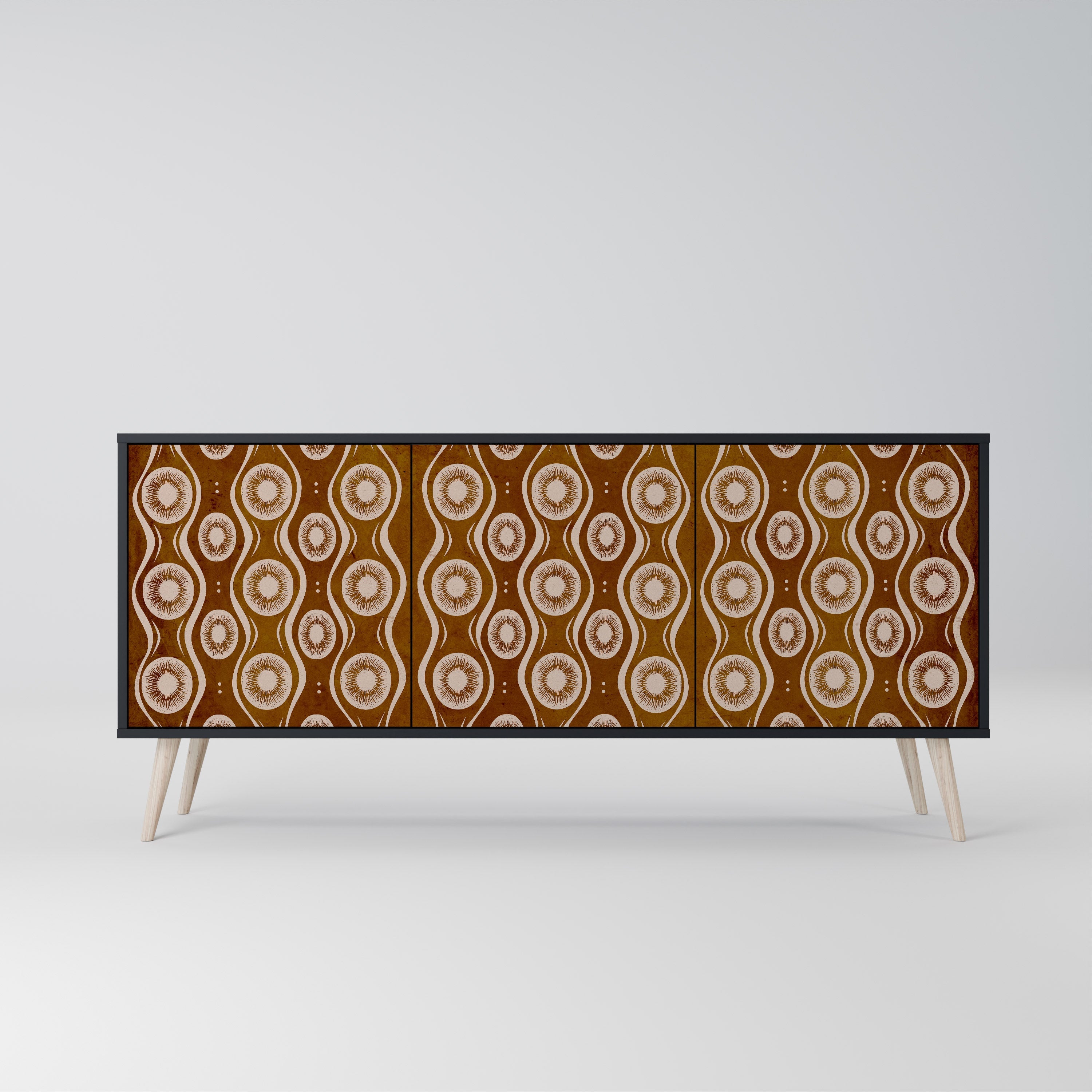 BROWN EYES 3-türiges Sideboard in Schwarz