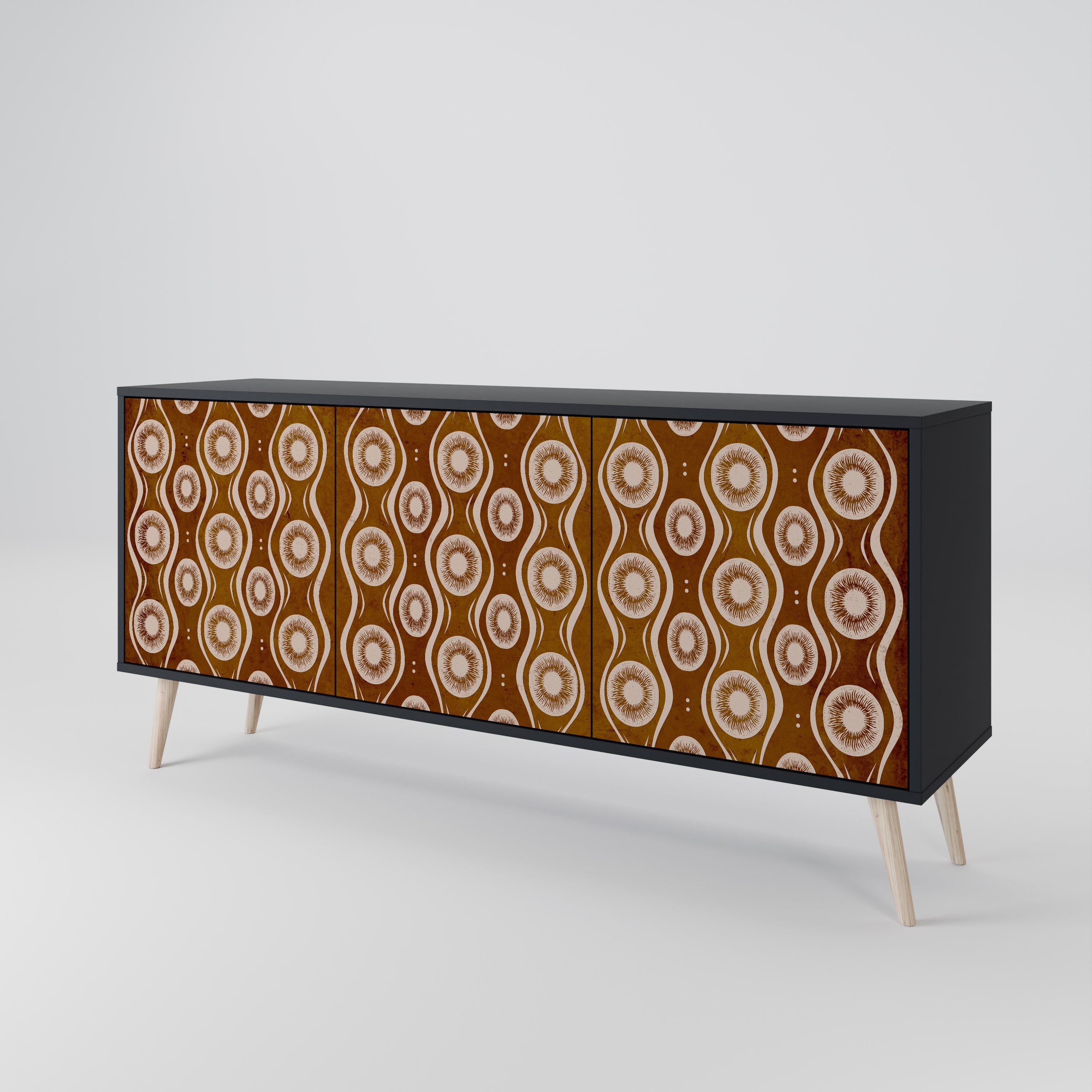 BROWN EYES 3-türiges Sideboard in Schwarz