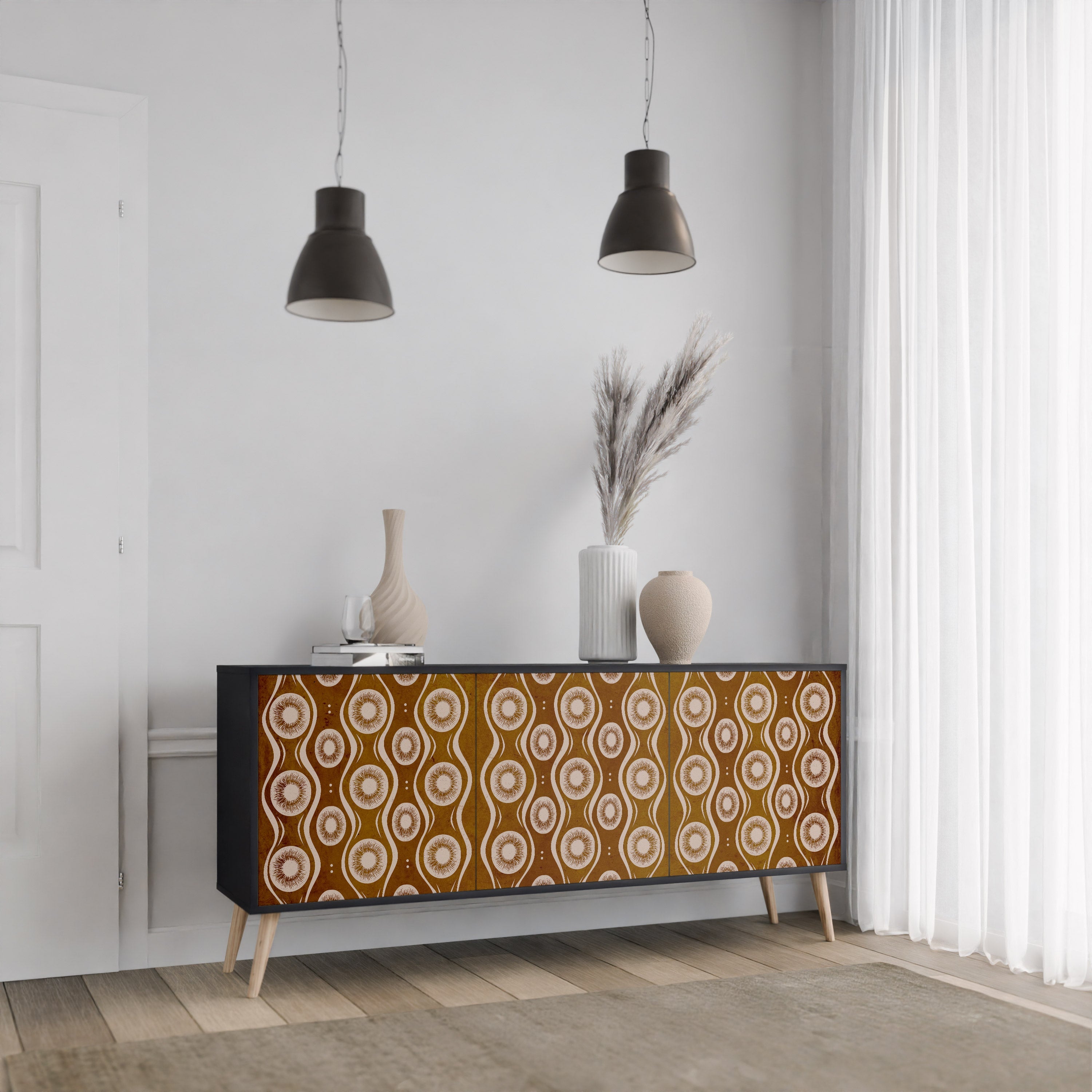 BROWN EYES 3-türiges Sideboard in Schwarz