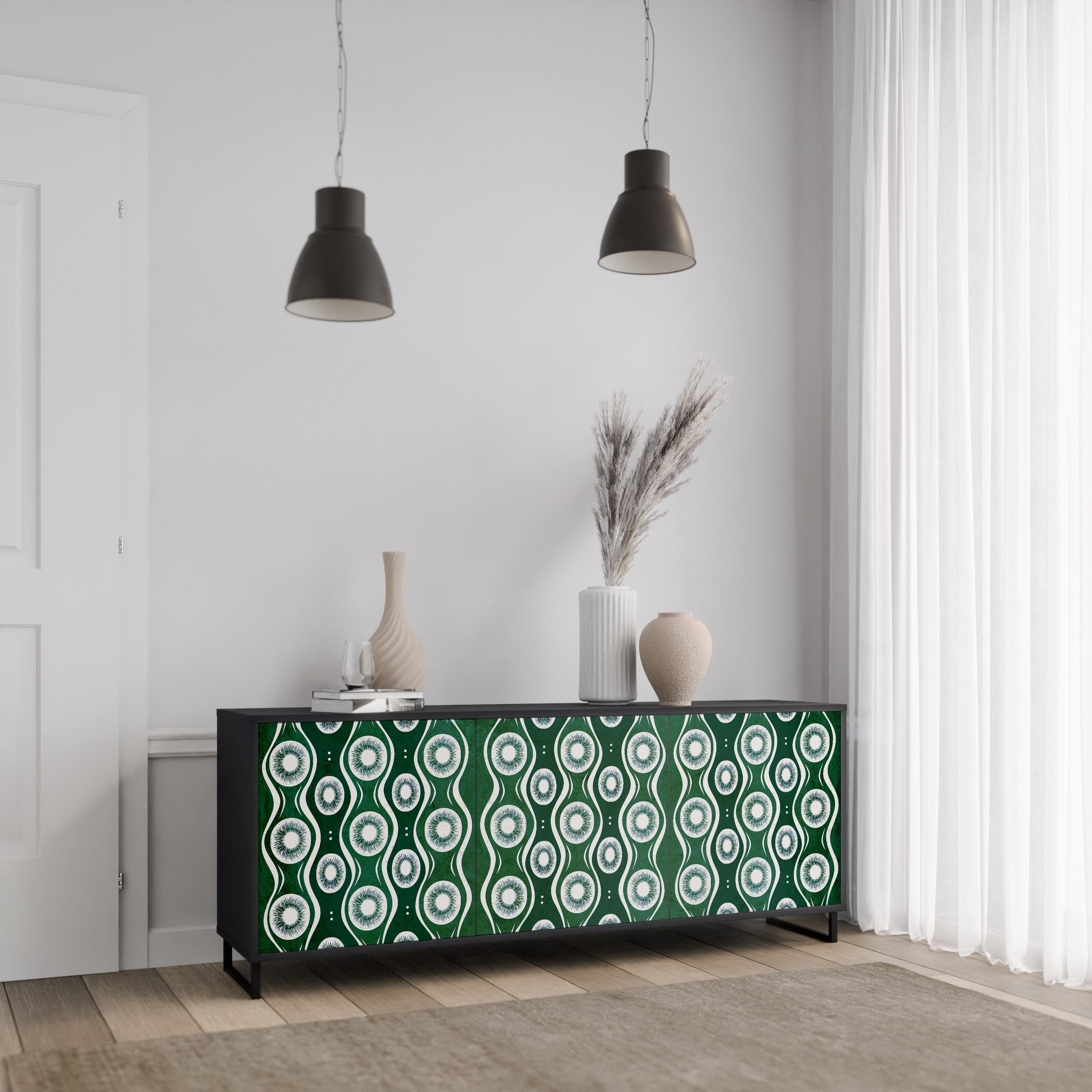 GREEN EYES 3-türiges Sideboard in Schwarz