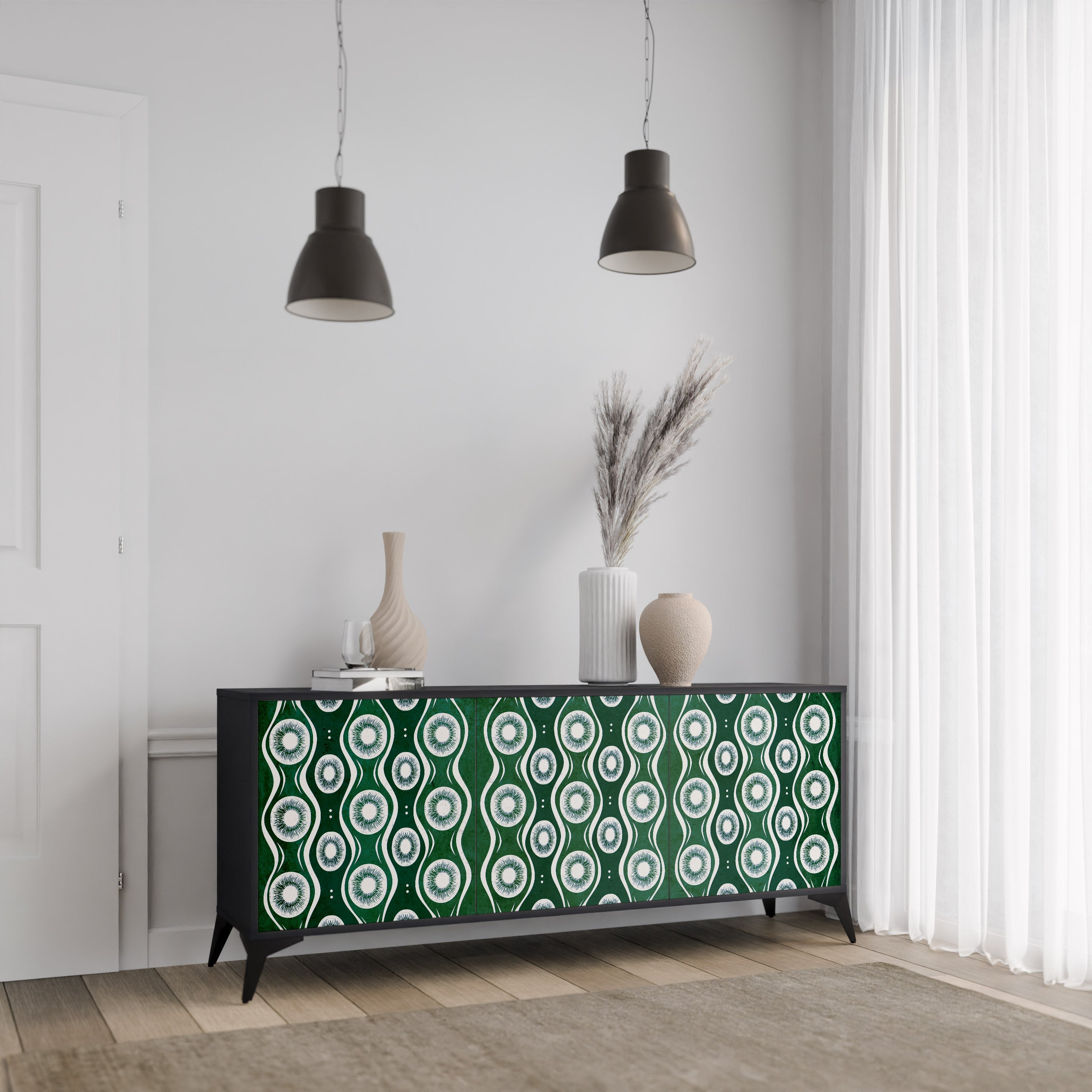 GREEN EYES 3-türiges Sideboard in Schwarz