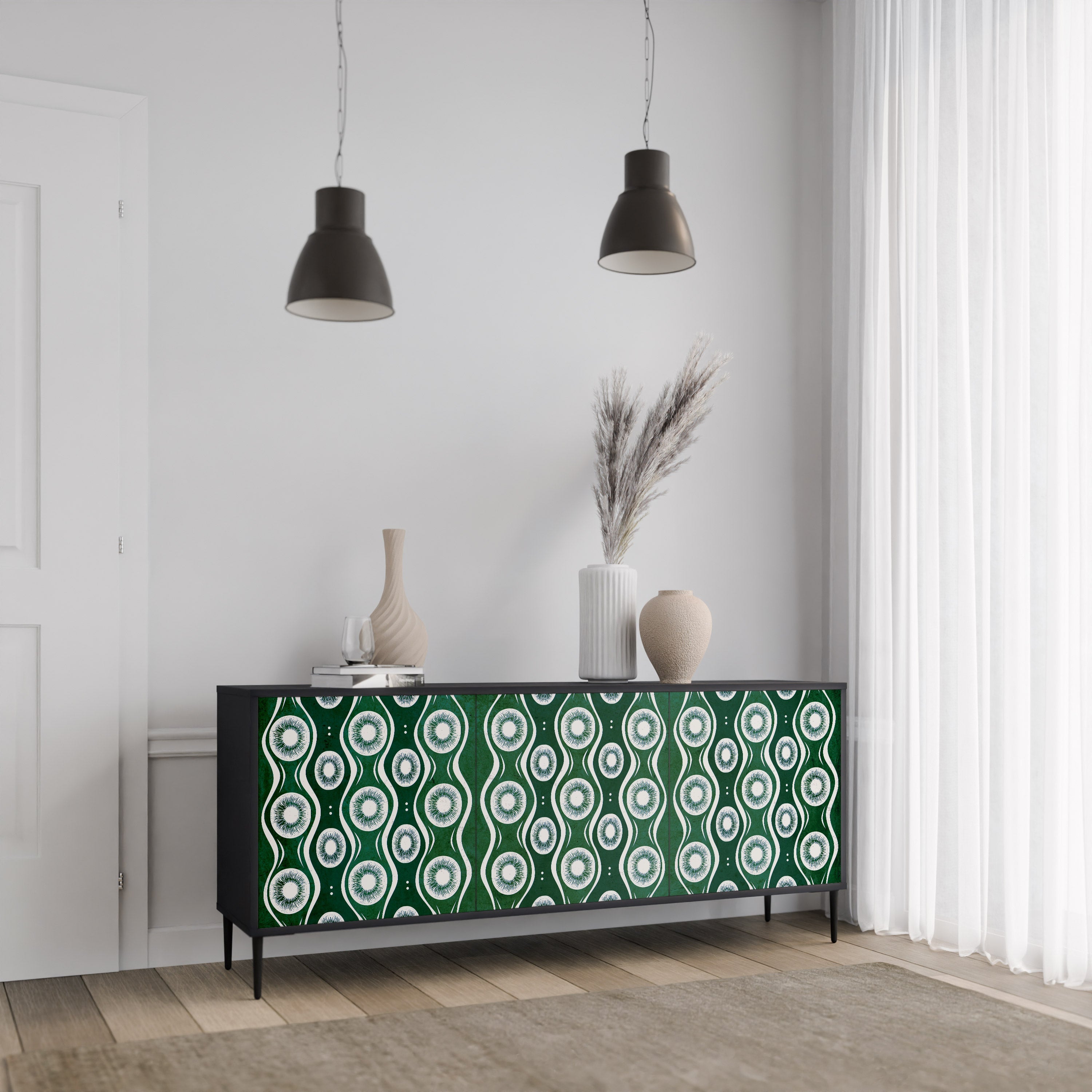 GREEN EYES 3-türiges Sideboard in Schwarz